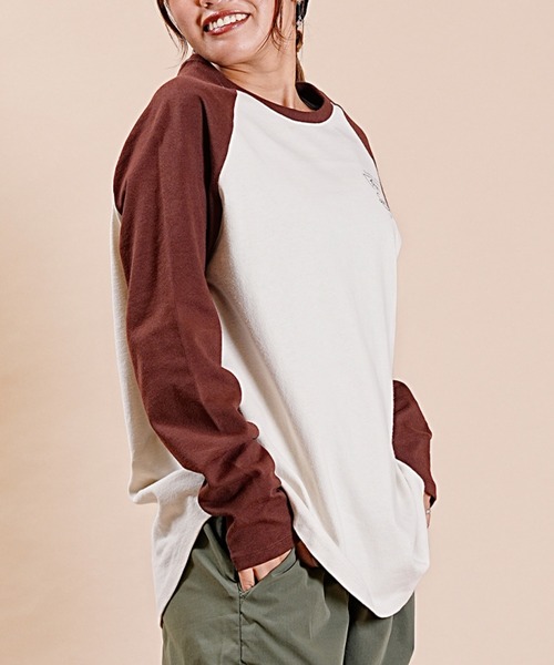 ROXY(ロキシー)の「ROXY/ロキシー ロゴロンT ラグランスリーブ ラウンドTシャツ RLT234025(Tシャツ/カットソー・レディース・ホワイト系その他/ホワイト×グリーン/ホワイト×ネイビー・M)」の13枚目の写真