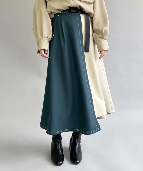 179/WG（イチナナキュウダブルジー）の「ベルト付きアシンメトリースカート（スカート・レディース・その他1/その他2/チャコールグレー・MEDIUM）」の3枚目の写真