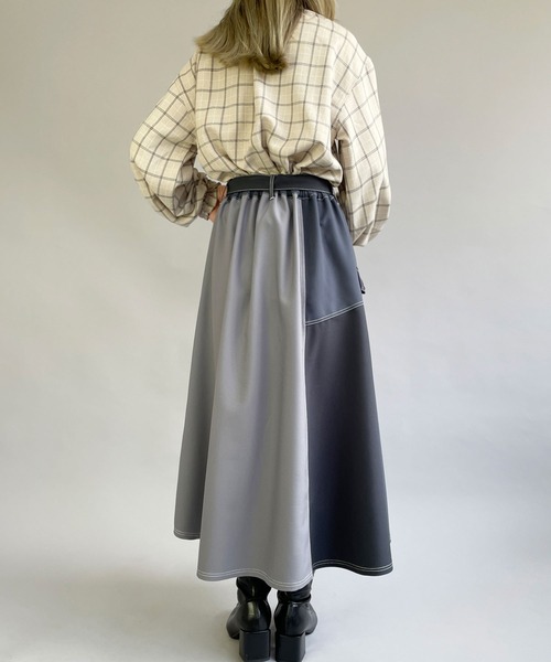 179/WG（イチナナキュウダブルジー）の「ベルト付きアシンメトリースカート（スカート・レディース・その他1/その他2/チャコールグレー・MEDIUM）」の19枚目の写真