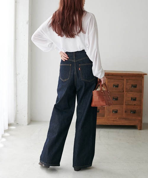 DISCOAT（ディスコート）の「USコットンデニムワイドパンツ（デニムパンツ・レディース・ブラック/ネイビー・SMALL/MEDIUM/LARGE）」の5枚目の写真