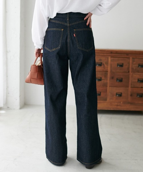 DISCOAT（ディスコート）の「USコットンデニムワイドパンツ（デニムパンツ・レディース・ブラック/ネイビー・SMALL/MEDIUM/LARGE）」の6枚目の写真