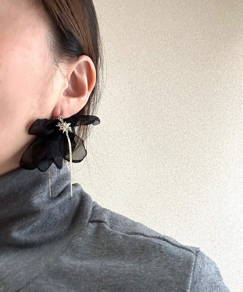 AOMOMO/大ぶりふわふわ大人可愛いチェーンピアス（ピアス（両耳