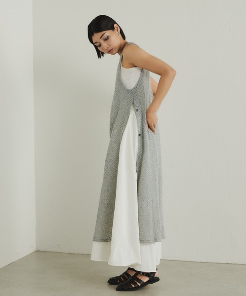 【24SS】SUM1 STYLE/スミスタイル　メッシュ切り替えシアーワンピース SUM1 STYLE (スミスタイル) メッシュ切り替えシアーワンピース