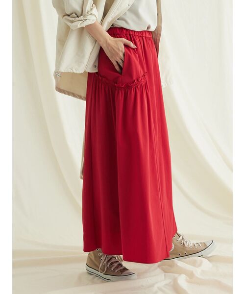 CRAFT STANDARD BOUTIQUE(クラフトスタンダードブティック)の「サイドフリルギャザースカート(スカート・レディース・ブラック/カーキ/レッド・FREE)」の8枚目の写真