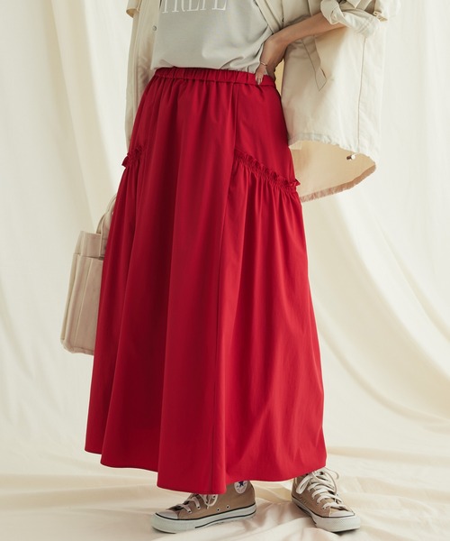 CRAFT STANDARD BOUTIQUE(クラフトスタンダードブティック)の「サイドフリルギャザースカート(スカート・レディース・ブラック/カーキ/レッド・FREE)」の1枚目の写真