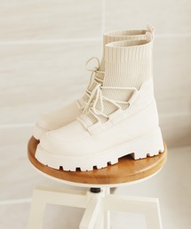 VIVIAN | 厚底レースアップニットブーツ(ブーツ)