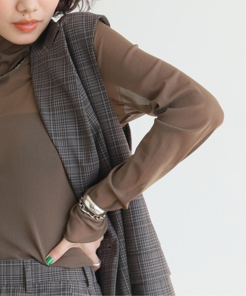 JOURNAL STANDARD（ジャーナルスタンダード）の「《追加》シアーネットハイネックプルオーバー（Tシャツ/カットソー・レディース・ライトグレー/ブラウン系その他/アイボリー/ブルー・FREE）」の4枚目の写真