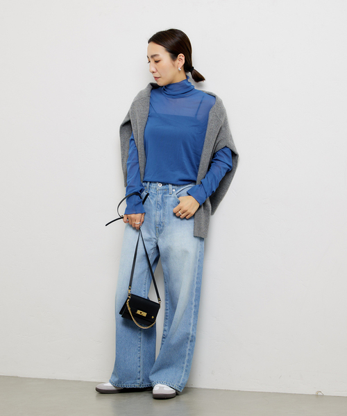 JOURNAL STANDARD（ジャーナルスタンダード）の「《追加》シアーネットハイネックプルオーバー（Tシャツ/カットソー・レディース・ライトグレー/ブラウン系その他/アイボリー/ブルー・FREE）」の15枚目の写真