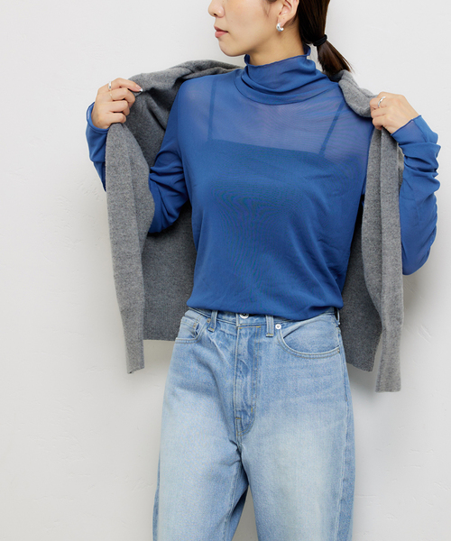 JOURNAL STANDARD（ジャーナルスタンダード）の「《追加》シアーネットハイネックプルオーバー（Tシャツ/カットソー・レディース・ライトグレー/ブラウン系その他/アイボリー/ブルー・FREE）」の18枚目の写真