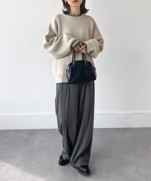 Chillfar（チルファー）の「アソートバーズアイカラーラインニット（ニット/セーター・レディース・チャコール/アイボリー/ホワイト系/杢グレー・FREE）」の11枚目の写真