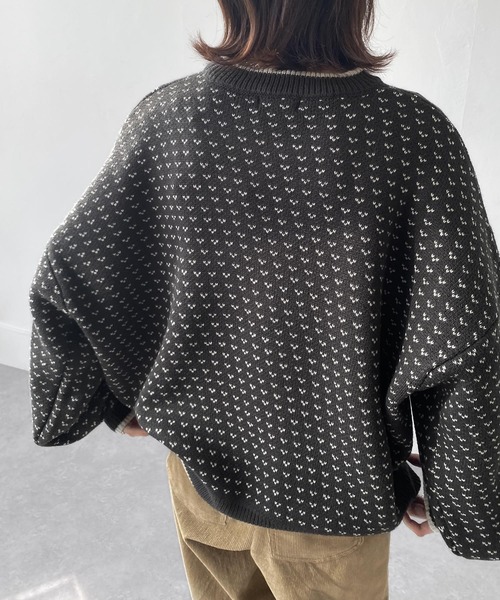 Chillfar（チルファー）の「アソートバーズアイカラーラインニット（ニット/セーター・レディース・チャコール/アイボリー/ホワイト系/杢グレー・FREE）」の19枚目の写真