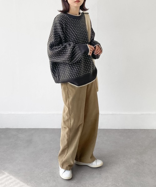 Chillfar（チルファー）の「アソートバーズアイカラーラインニット（ニット/セーター・レディース・チャコール/アイボリー/ホワイト系/杢グレー・FREE）」の21枚目の写真