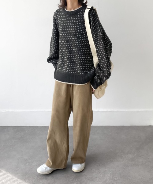 Chillfar（チルファー）の「アソートバーズアイカラーラインニット（ニット/セーター・レディース・チャコール/アイボリー/ホワイト系/杢グレー・FREE）」の22枚目の写真