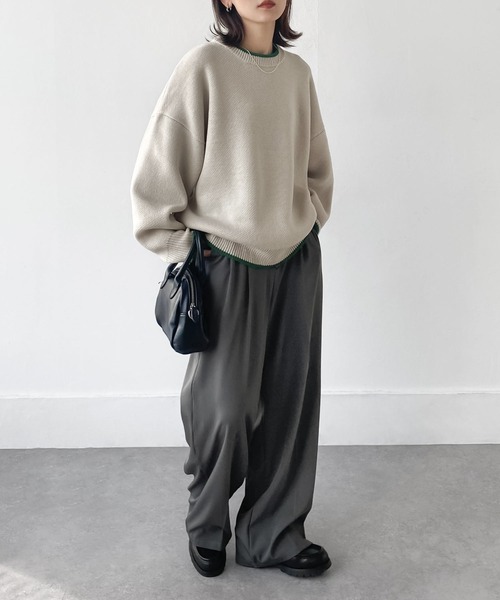 Chillfar（チルファー）の「アソートバーズアイカラーラインニット（ニット/セーター・レディース・チャコール/アイボリー/ホワイト系/杢グレー・FREE）」の12枚目の写真