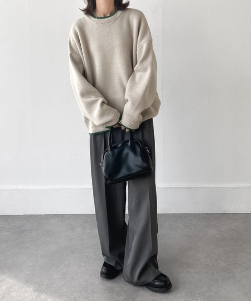 Chillfar（チルファー）の「アソートバーズアイカラーラインニット（ニット/セーター・レディース・チャコール/アイボリー/ホワイト系/杢グレー・FREE）」の13枚目の写真