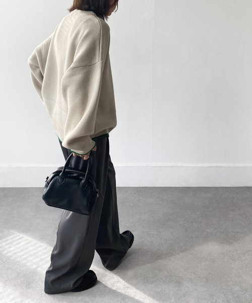 Chillfar（チルファー）の「アソートバーズアイカラーラインニット（ニット/セーター・レディース・チャコール/アイボリー/ホワイト系/杢グレー・FREE）」の10枚目の写真