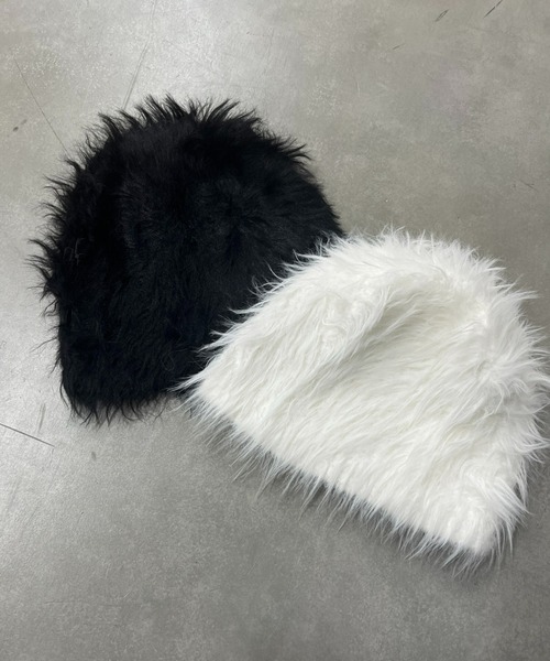 WHO'S WHO gallery（フーズフーギャラリー）の「シャギーニットワッチ（ニットキャップ/ビーニー・レディース・ブラック/アイボリー・FREE）」の6枚目の写真