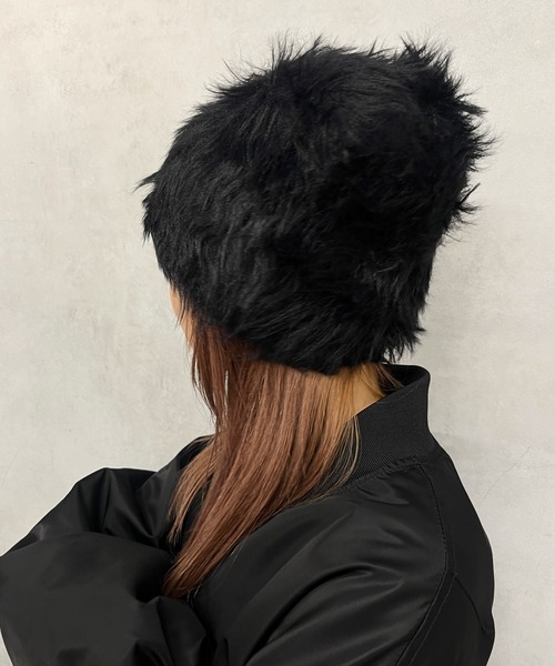 WHO'S WHO gallery（フーズフーギャラリー）の「シャギーニットワッチ（ニットキャップ/ビーニー・レディース・ブラック/アイボリー・FREE）」の9枚目の写真