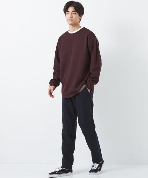 green label relaxing(グリーンレーベルリラクシング)の「メランジ ダブルフェイス ノーカラー カットソー(Tシャツ/カットソー・メンズ・ダークグレー/ワインレッド/ライトブルー/ライトグレー・XL/M/S/L)」の7枚目の写真