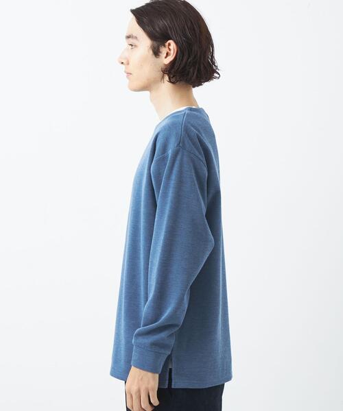 green label relaxing(グリーンレーベルリラクシング)の「メランジ ダブルフェイス ノーカラー カットソー(Tシャツ/カットソー・メンズ・ダークグレー/ワインレッド/ライトブルー/ライトグレー・XL/M/S/L)」の9枚目の写真