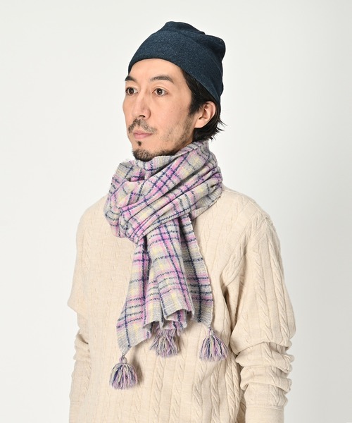 45R（フォーティファイブアール）の「インドウールのマフラー（マフラー・レディース・ホワイト/イエロー/ブルー/ピンク・FREE）」の6枚目の写真