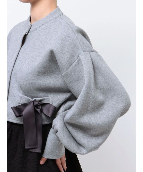 merry jenny（メリージェニー）の「リボンスナップカーディガン（カーディガン/ボレロ・レディース・グレー/オフホワイト・FREE）」の19枚目の写真