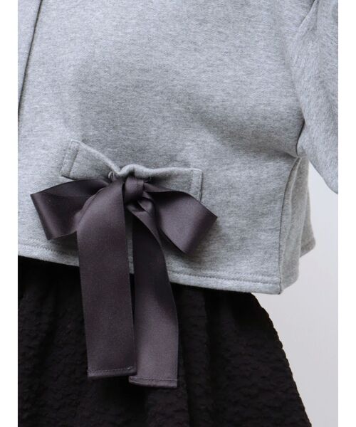 merry jenny（メリージェニー）の「リボンスナップカーディガン（カーディガン/ボレロ・レディース・グレー/オフホワイト・FREE）」の11枚目の写真