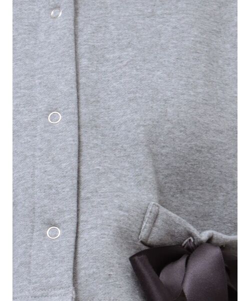 merry jenny（メリージェニー）の「リボンスナップカーディガン（カーディガン/ボレロ・レディース・グレー/オフホワイト・FREE）」の6枚目の写真
