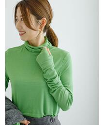 【吸水発熱】指抜きリブタートルインナー