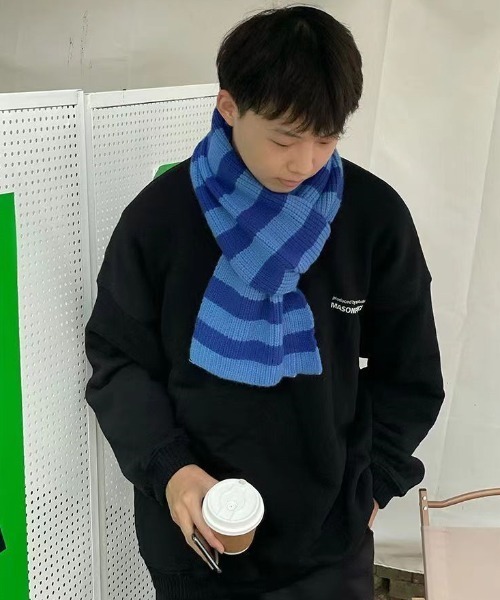 MGV（エムジーヴィー）の「ボーダーニットマフラー（マフラー・メンズ・レッド/ブルー/ブラック・FREE）」の4枚目の写真