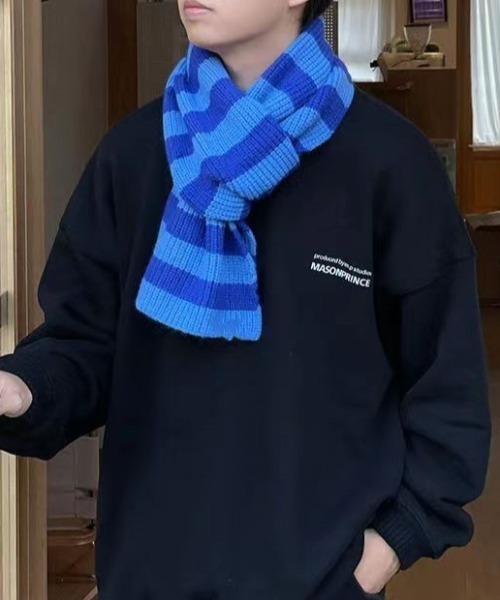 MGV（エムジーヴィー）の「ボーダーニットマフラー（マフラー・メンズ・レッド/ブルー/ブラック・FREE）」の5枚目の写真