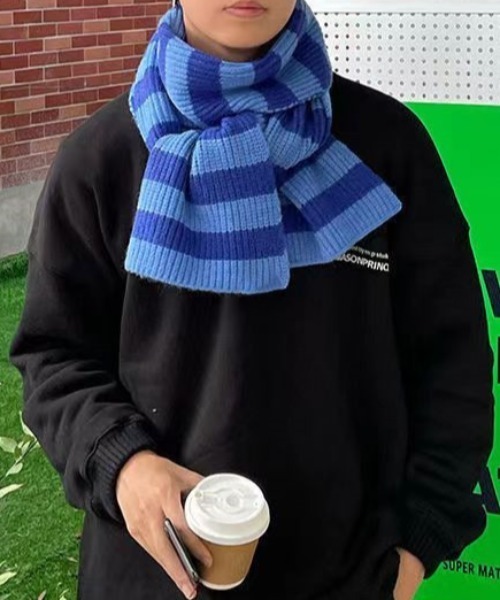 MGV（エムジーヴィー）の「ボーダーニットマフラー（マフラー・メンズ・レッド/ブルー/ブラック・FREE）」の6枚目の写真