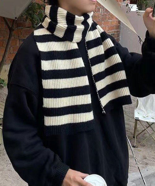 MGV（エムジーヴィー）の「ボーダーニットマフラー（マフラー・メンズ・レッド/ブルー/ブラック・FREE）」の9枚目の写真