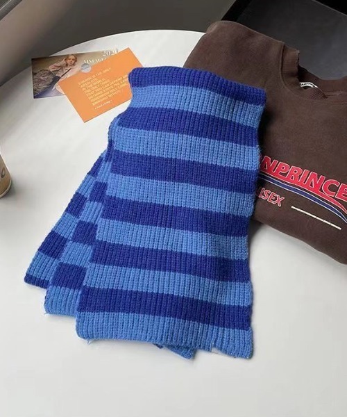 MGV（エムジーヴィー）の「ボーダーニットマフラー（マフラー・メンズ・レッド/ブルー/ブラック・FREE）」の15枚目の写真