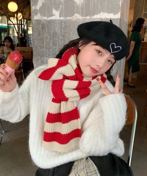 MGV（エムジーヴィー）の「ボーダーニットマフラー（マフラー・メンズ・レッド/ブルー/ブラック・FREE）」の14枚目の写真