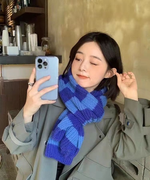 MGV（エムジーヴィー）の「ボーダーニットマフラー（マフラー・メンズ・レッド/ブルー/ブラック・FREE）」の7枚目の写真