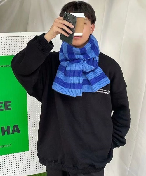 MGV（エムジーヴィー）の「ボーダーニットマフラー（マフラー・メンズ・レッド/ブルー/ブラック・FREE）」の18枚目の写真