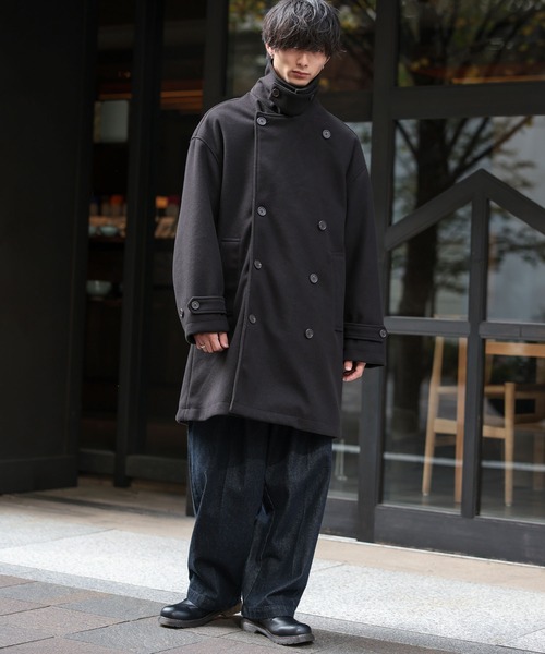 ADMIX/ATELIER SAB MEN(アドミックスアトリエサブメン)の「テック メルトン / オーバーサイズ ミディアム丈 ハーフトレンチコート(トレンチコート・メンズ・ブラック/ダークブラウン/ダークグレー・M/L)」の12枚目の写真