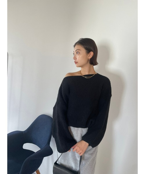 HANNE(アン)の「ローゲージニット(ニット/セーター・レディース・オフホワイト/ブラック・FREE)」の3枚目の写真