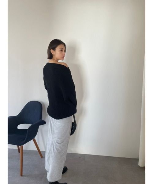 HANNE(アン)の「ローゲージニット(ニット/セーター・レディース・オフホワイト/ブラック・FREE)」の7枚目の写真