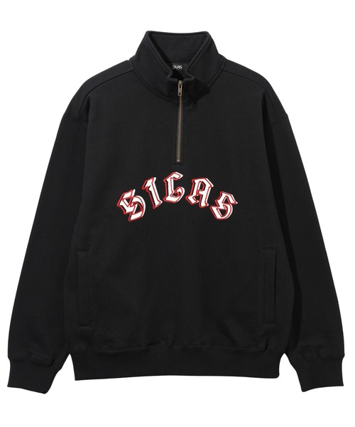 SILAS ロゴ　サイズL　ブラック　スウェット　ロンドン　フロッキー SILAS サイラス LOGO PRINTED L/S TEE ロンT 長袖 シンプル