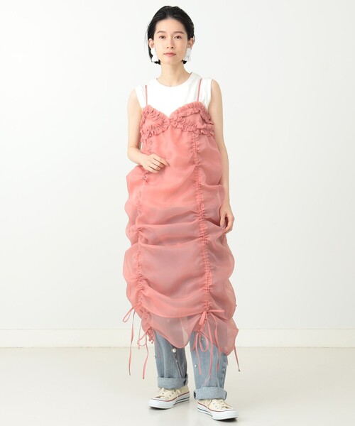 CAROLINA GLASER（カロリナ グレイサー）の「CAROLINA GLASER 【値下げ可】CAROLINA GLASERオーガンジー キャミワンピースピンク