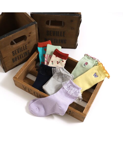 BREEZE(ブリーズ)の「GIRLS総柄いろいろソックス(ソックス/靴下・キッズ・ブルー/ピンク/アイボリー・15 /18/21)」の10枚目の写真