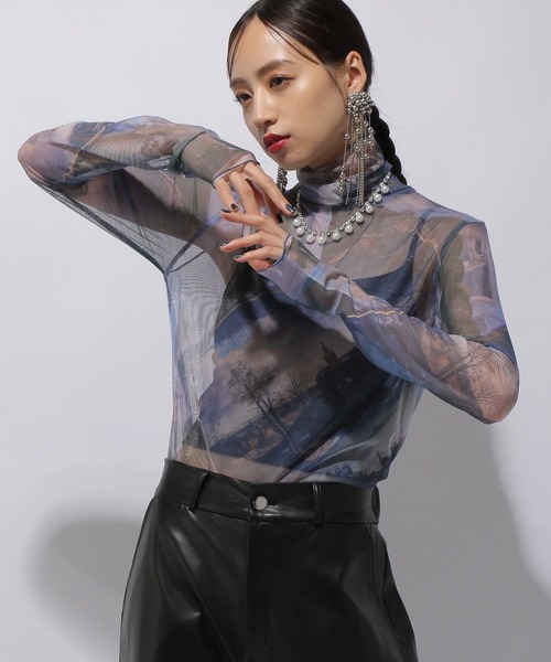 HARE（ハレ）の「ガラシースルーハイネックトップス(HARE)（Tシャツ