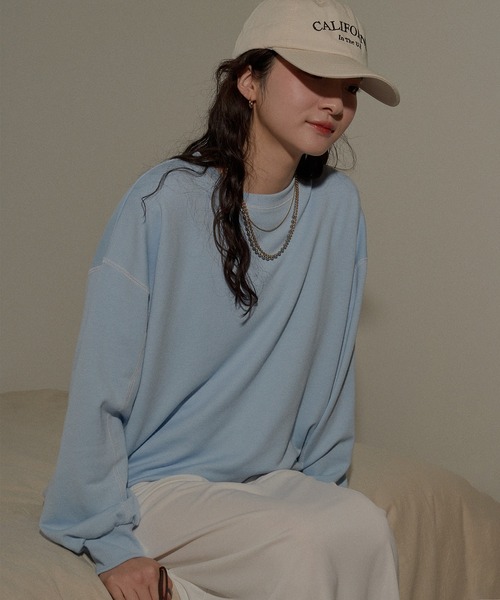 ECRIRE（エクリール）の「カラーステッチトレーナー（スウェット・レディース・オフホワイト/ブラック/サックスブルー・M/L）」の3枚目の写真