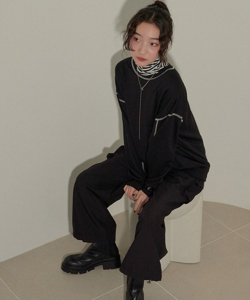 ECRIRE（エクリール）の「カラーステッチトレーナー（スウェット・レディース・オフホワイト/ブラック/サックスブルー・M/L）」の9枚目の写真