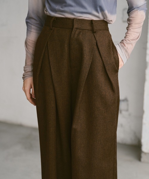 Happy John(ハッピージョン)の「cross tuck slacks pants/クロスタックスラックスパンツ(スラックス・レディース・ブラック/ブラウン/チャコールグレー・MEDIUM/SMALL)」の8枚目の写真