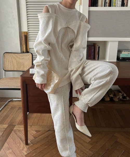 トップス waffle layered slit shoulder tops WILLFULLY（ウィルフリー）の「waffle layered slit shoulder