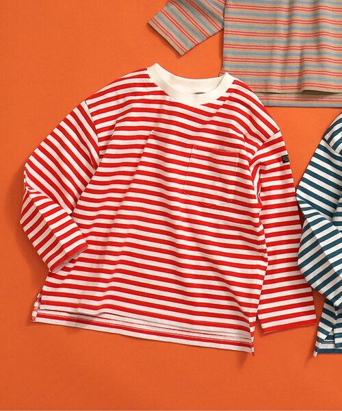 BREEZE(ブリーズ)の「【WEB限定・ユニセックス】ボーダー&無地長袖Tシャツ(Tシャツ/カットソー・キッズ・ベージュ/ピンク/イエロー/その他11/その他12/ブルー/グリーン/エメラルド/クリーム/ブラック/レッド/オフホワイト・90/130/140/100/110/120/150)」の10枚目の写真