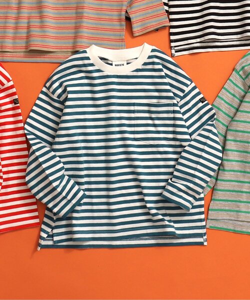 BREEZE(ブリーズ)の「【WEB限定・ユニセックス】ボーダー&無地長袖Tシャツ(Tシャツ/カットソー・キッズ・ベージュ/ピンク/イエロー/その他11/その他12/ブルー/グリーン/エメラルド/クリーム/ブラック/レッド/オフホワイト・90/130/140/100/110/120/150)」の7枚目の写真